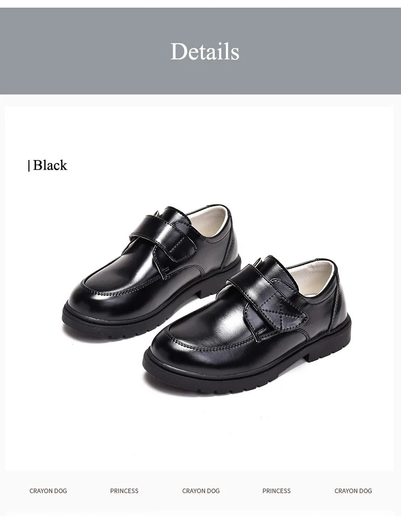 Kids' Black PU Leather School Shoes