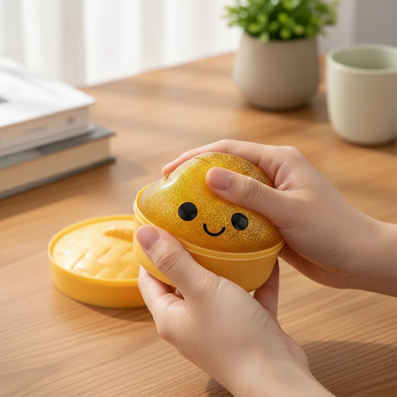 Glitter Dumpling - Glitter Dumpling Squishy, Dumplings Squeeze Sensory Stress Relief Toy with Food Steamer for Adults & Kids