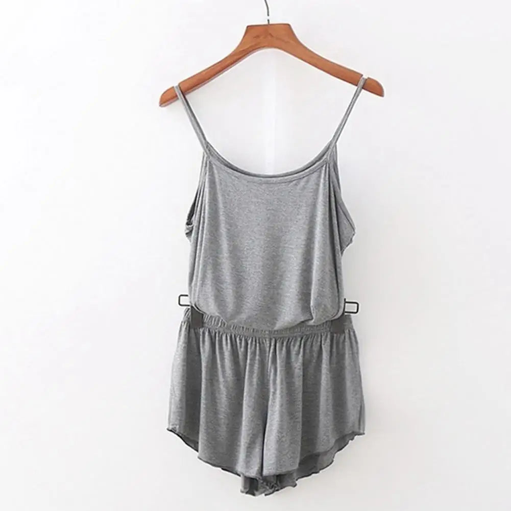 2 Pcs/Set Lounge Women Summer Pajamas Solid Color Sleeveless Camisole Shorts Lady Pajamas for Women Sleepwear Set