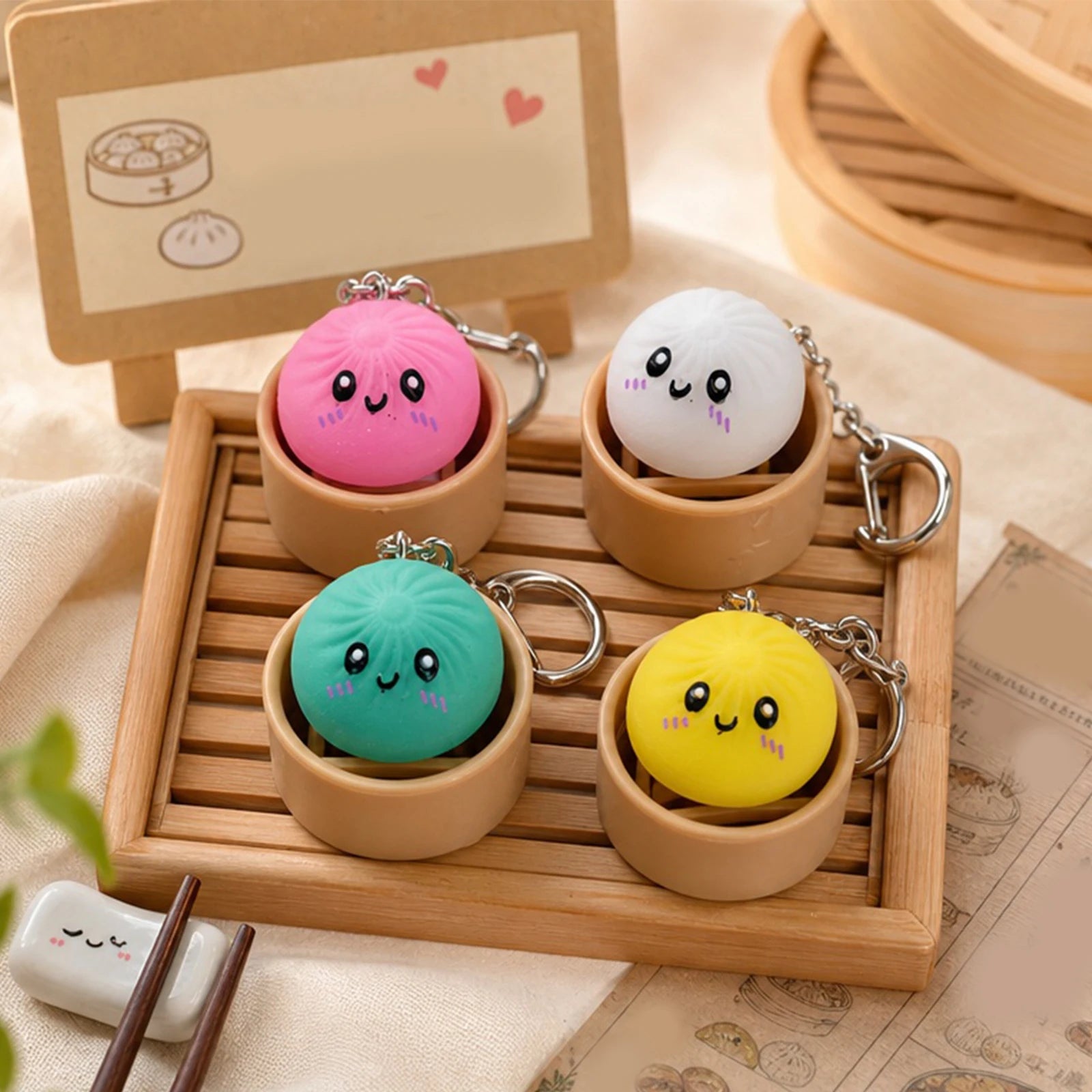 Dumpling Keyboard Clicker Fidget Keychain | Stress Relief Toy | 4, 6 or 12 Pack
