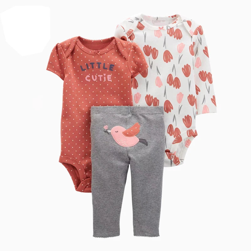Baby Girls Floral Cotton Bodysuit & Pants Set