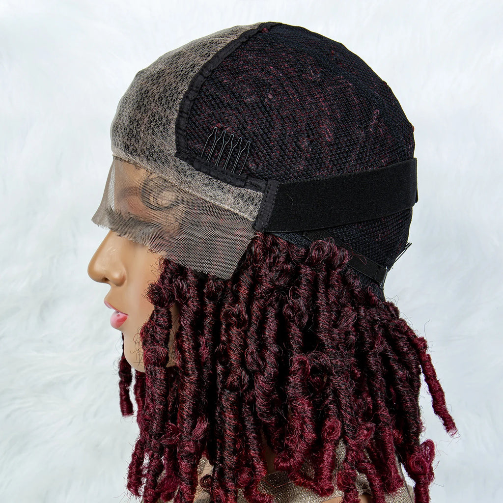 Synthetic Lace Front Wig Braided Wigs Dreadlock Wig 16 inches Short Knotless Butterfly Locs Wigs for Black Women Synthetic Wig