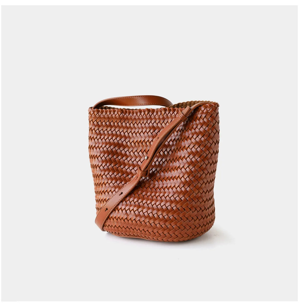 Women's Handwoven Knit Bucket Shoulder Bag