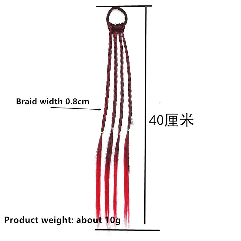 Korean Fashion Kids Wig Braids Girls Dirty Braid Hair Rope Children Gradient Barrettes Headwear Baby Kids Hair Accessories