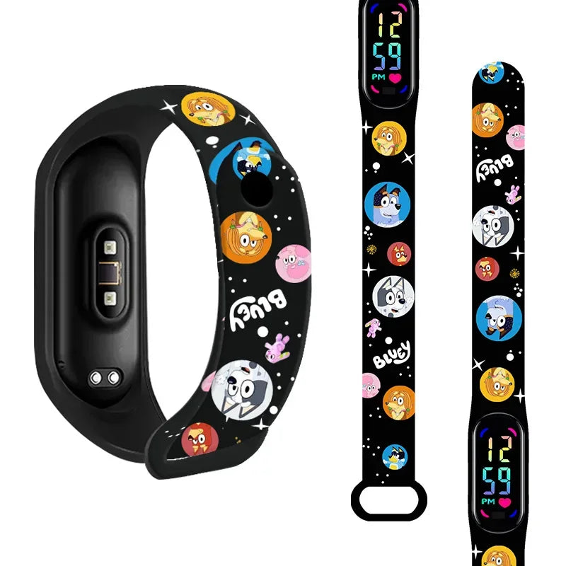 Bluey Bingo Family Printed Cartoon Electronic Watch Cool Colorful Waterproof Anime Toy Watch Wrist Strap Kids Birthday Gift
