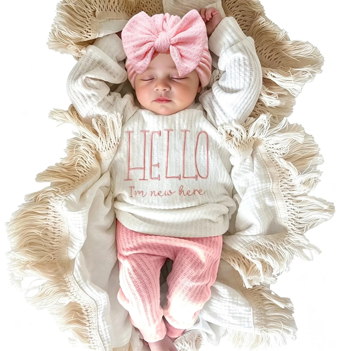 Hello World Newborn Photo Outfit, 3 Pieces
