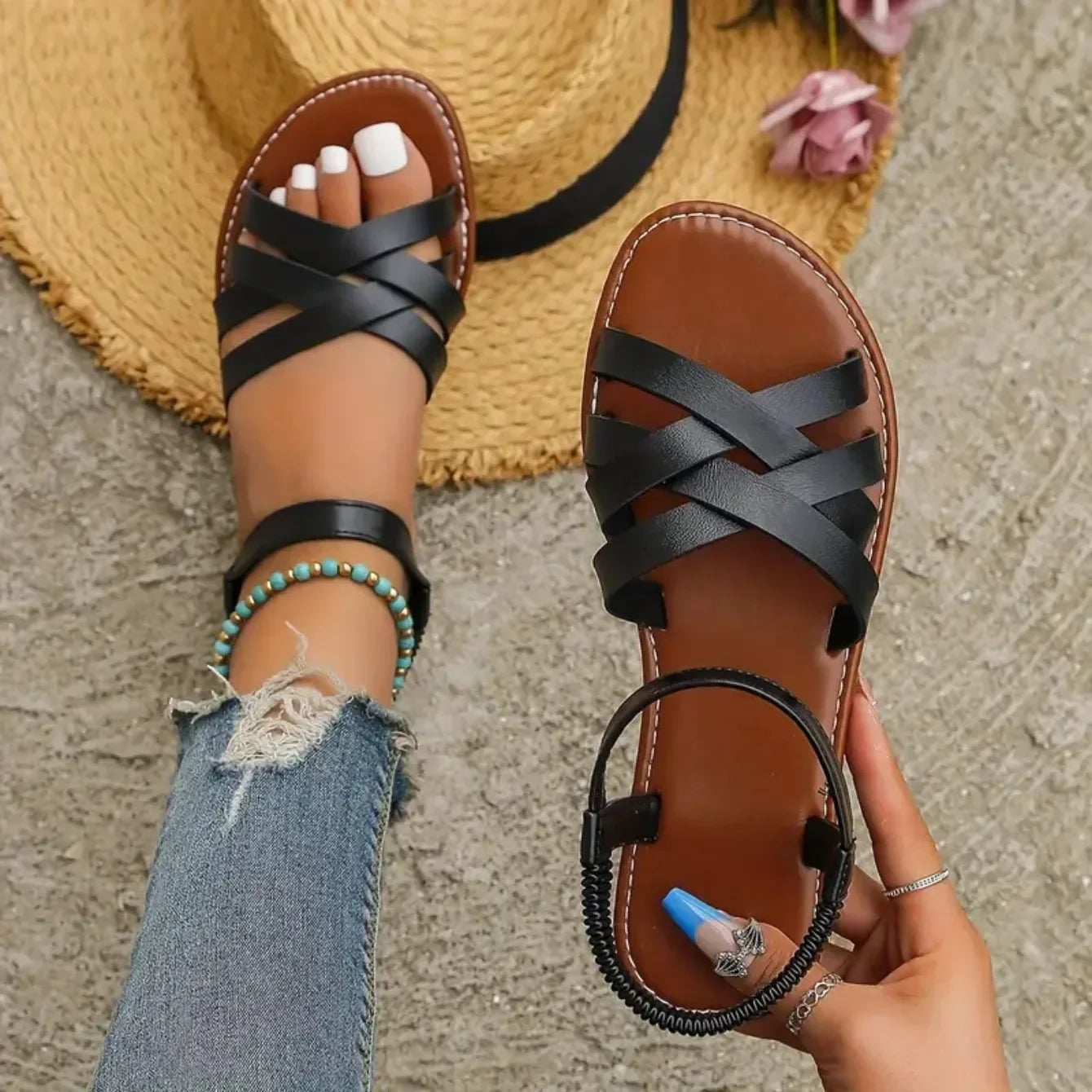 Women's Roman Strap Flat Sandals