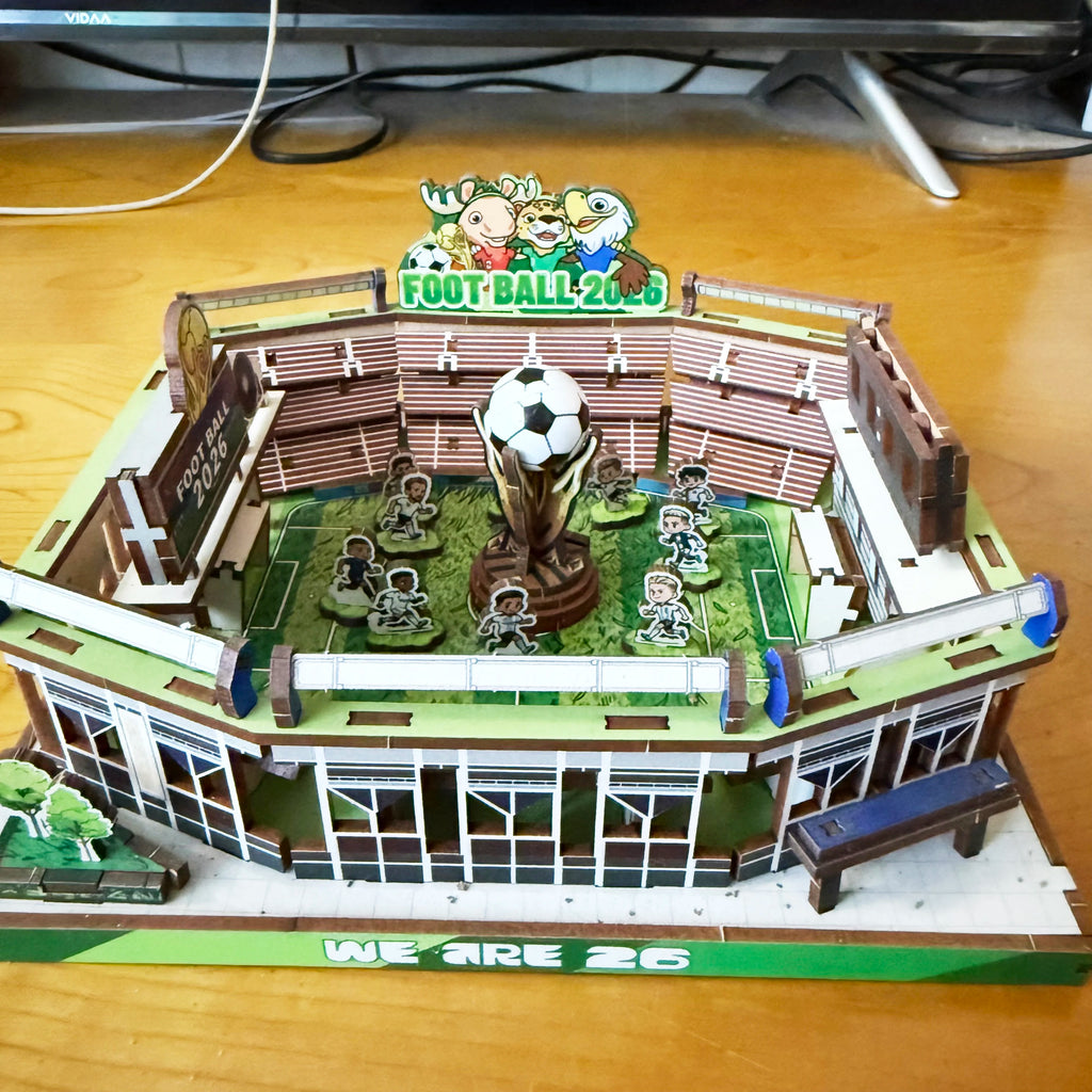 Football Stadium 3D Wooden Puzzle – DIY Assembly Model with Removable Scoreboard
