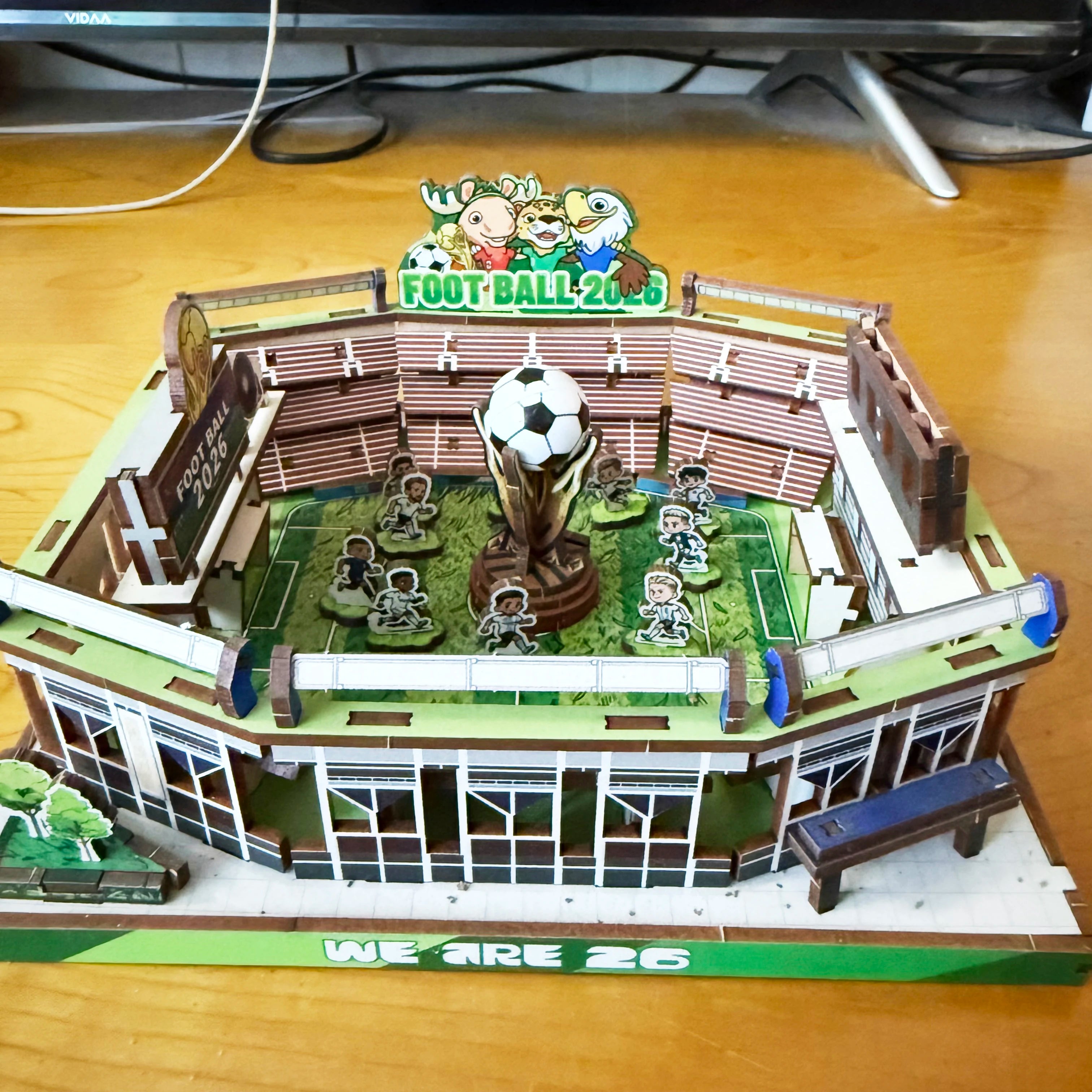 Football Stadium 3D Wooden Puzzle – DIY Assembly Model with Removable Scoreboard