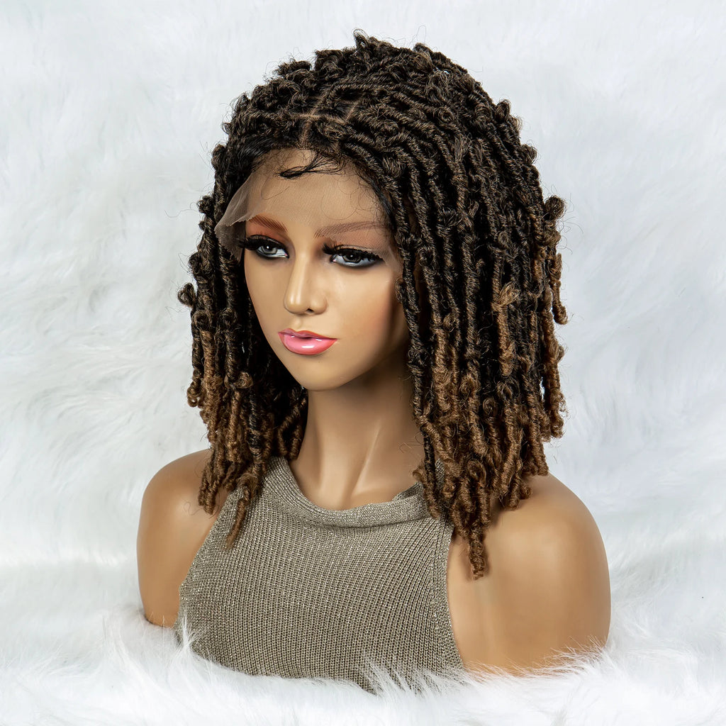 Synthetic Lace Front Wig Braided Wigs Dreadlock Wig 16 inches Short Knotless Butterfly Locs Wigs for Black Women Synthetic Wig