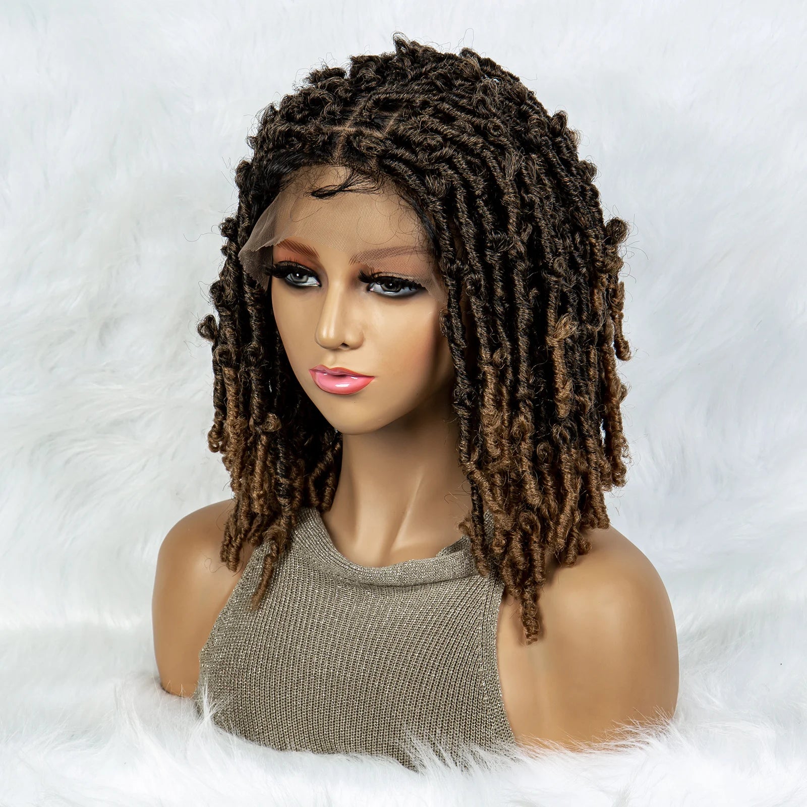 Synthetic Lace Front Wig Braided Wigs Dreadlock Wig 16 inches Short Knotless Butterfly Locs Wigs for Black Women Synthetic Wig