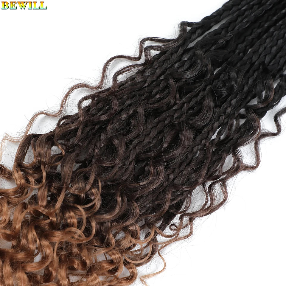 Goddess Box Braids Crochet Hair 14 18 24 Inch Bohemian Hippie Box Braids With Curly Ends Synthetic Braiding Hair for Black Women
