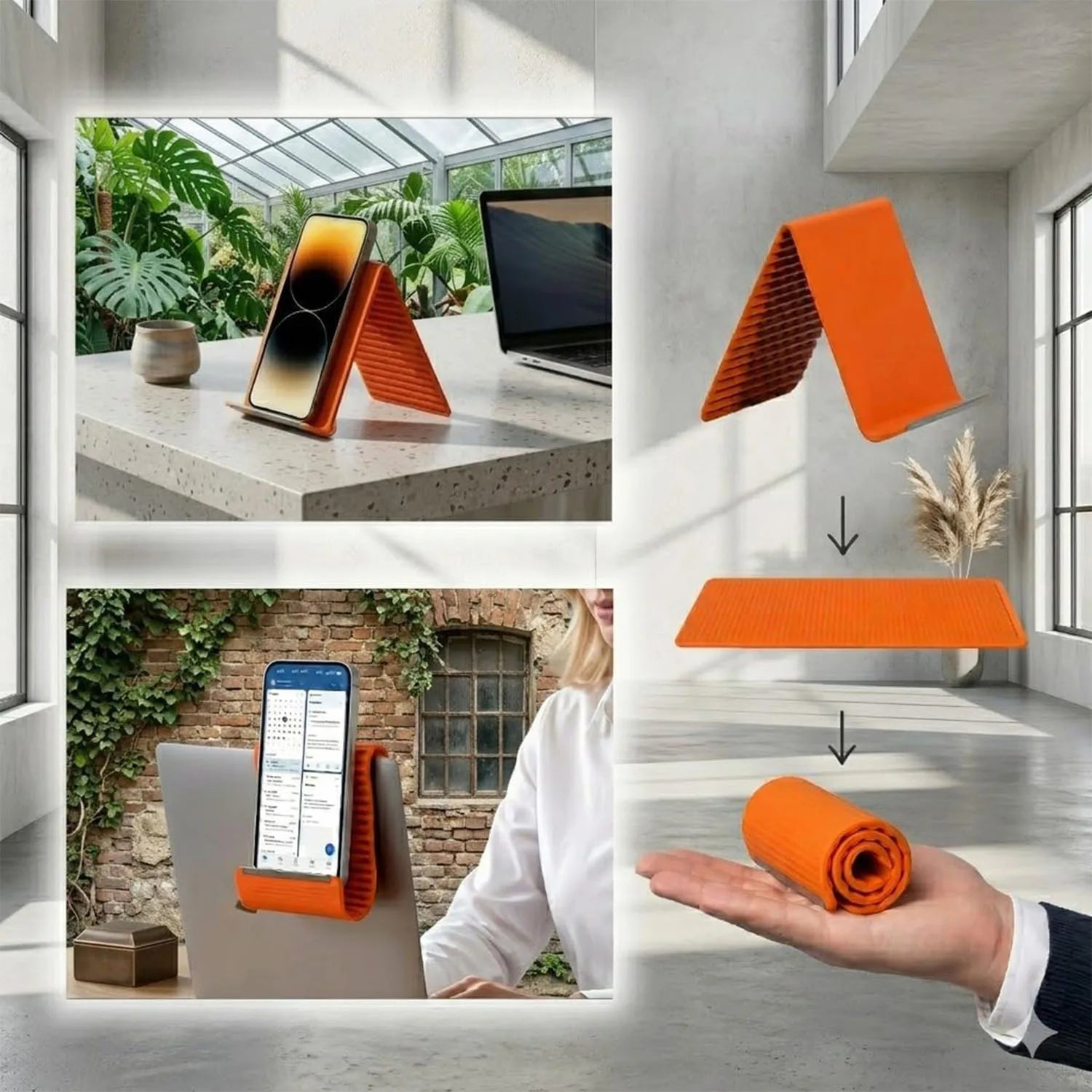 Portable Foldable Silicone Phone Holder, Bendable Freely into Any Shape, Multi-Angle Adjustable Stand for Mobile Phone Devices