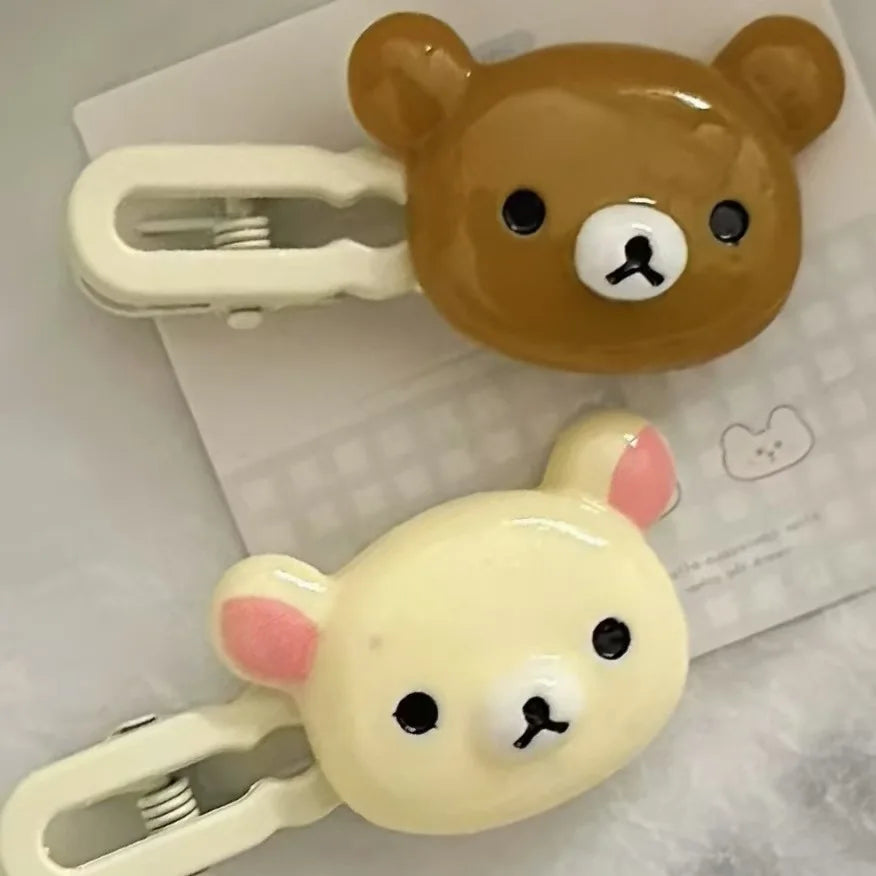 Rilakkuma Hair Clips for Girls Kawaii Relax Bear Hairpin Women Bangs Bobby Pin Fashion Duckbill Clip Kids Hairs Ornaments Gift