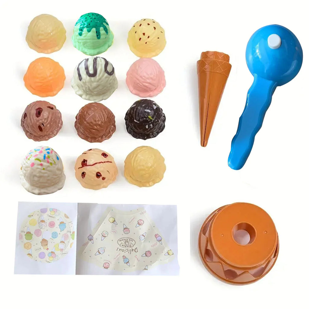 Children Simulation Food Kitchen Toy lceCream Stack Up Play Kids Pretend PlayToys Educational Toys For Baby Gifts