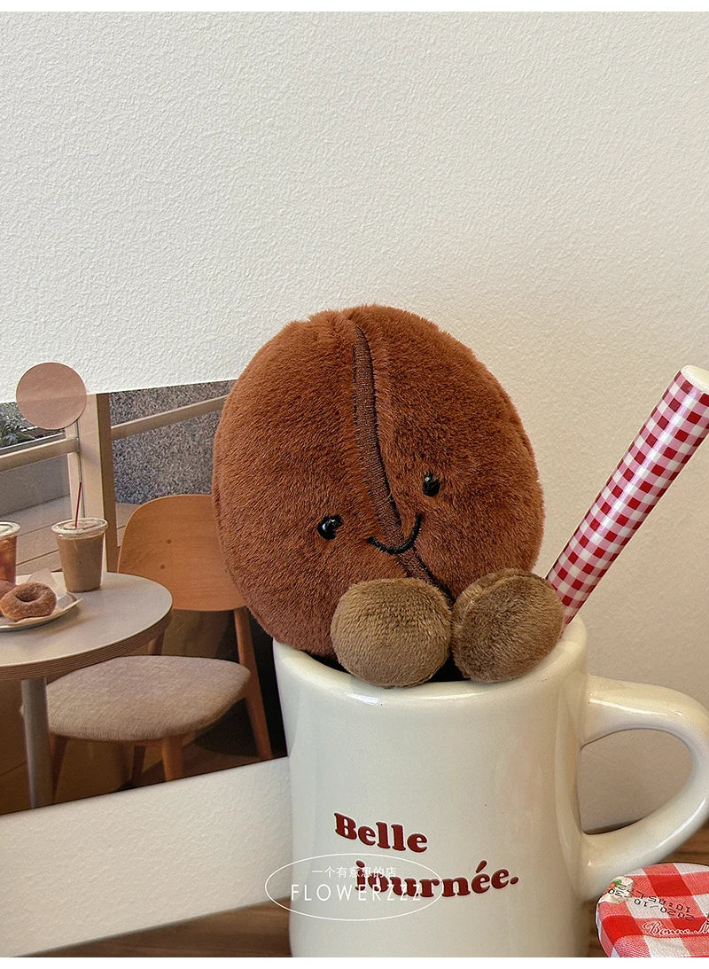 Jellycat-Style Coffee Bean Plush Toy | Soft Stuffed Food Doll — Cute Home Decor & Gift