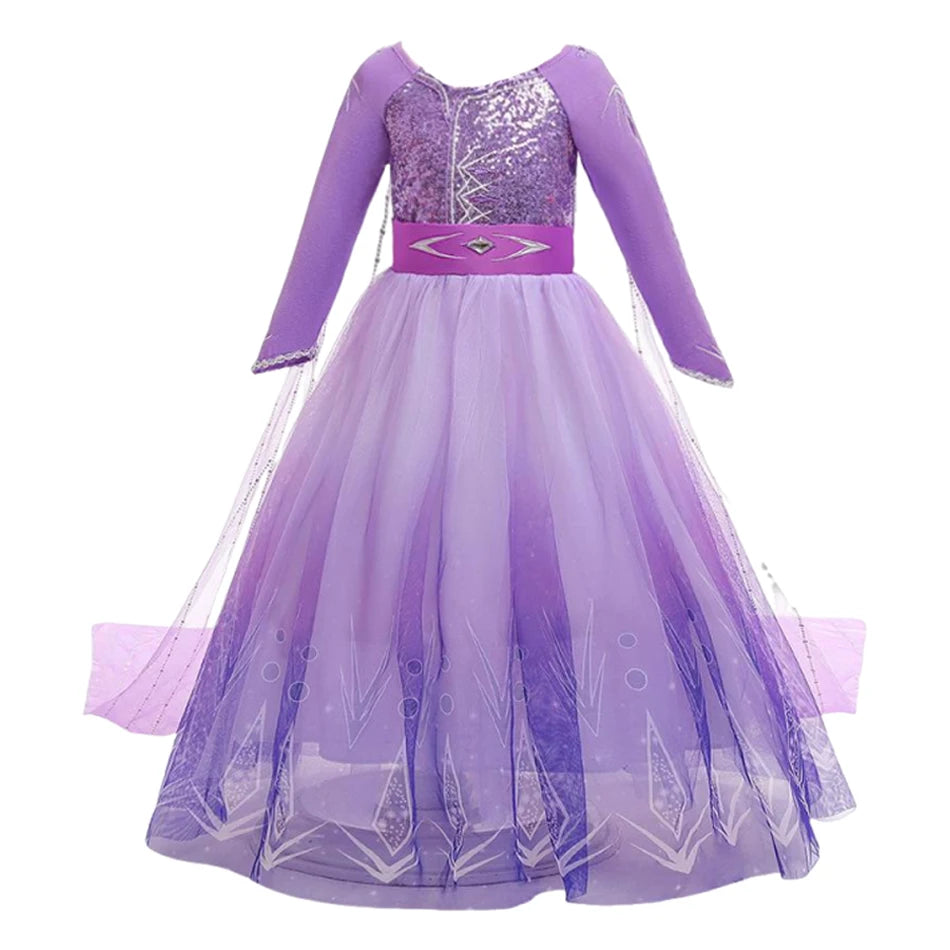Girls Princess Snow Queen Costume Dress