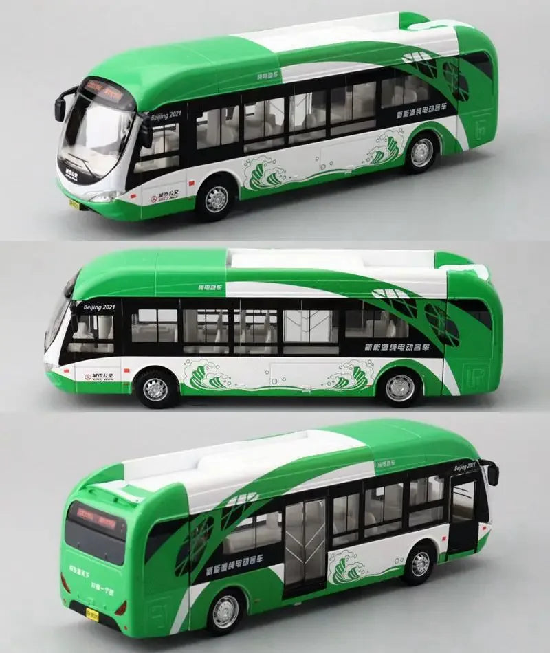 School Bus Car Model Diecast Metal Toy Vehicles City Bus Simulation Doors Openable Sound & Light Collection Kids Toys Gifts