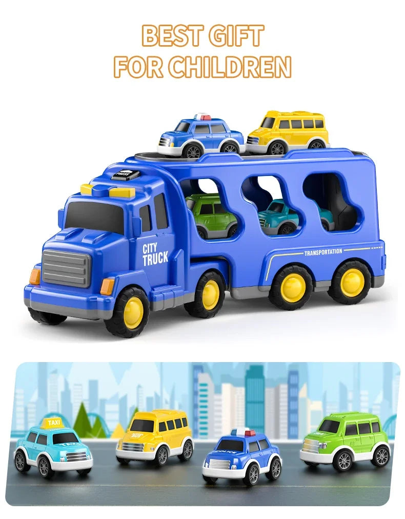 Wind-up Cars Toy engineering trucks heavy trucks police car fire trucks music light model set puzzle toys Boys Kids Gifts