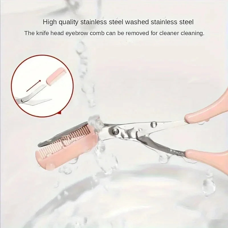 Eyebrow Trimmer Set, Precision Trimming Scissors, Curved Eyebrow Trimmer And Comb - For On-The-Go Eyebrow Grooming