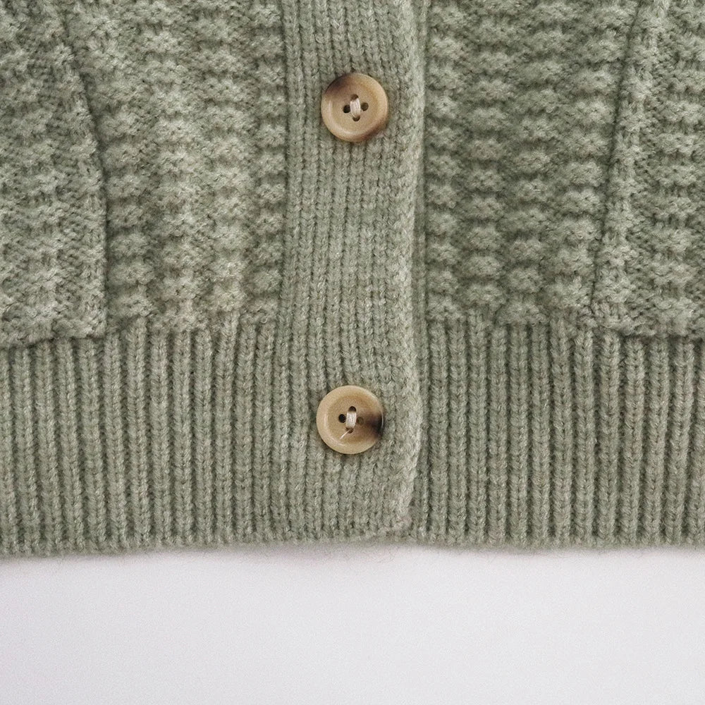 Kids Textured Knit Cardigan with Pockets — Unisex