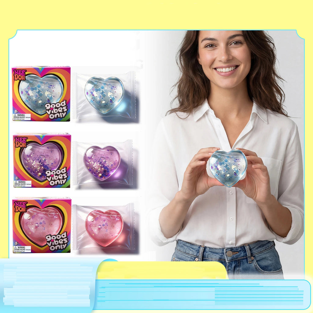 Needoh Heart Shape Squishy Stress Relief Toy | Soft & Portable Palm Fidget