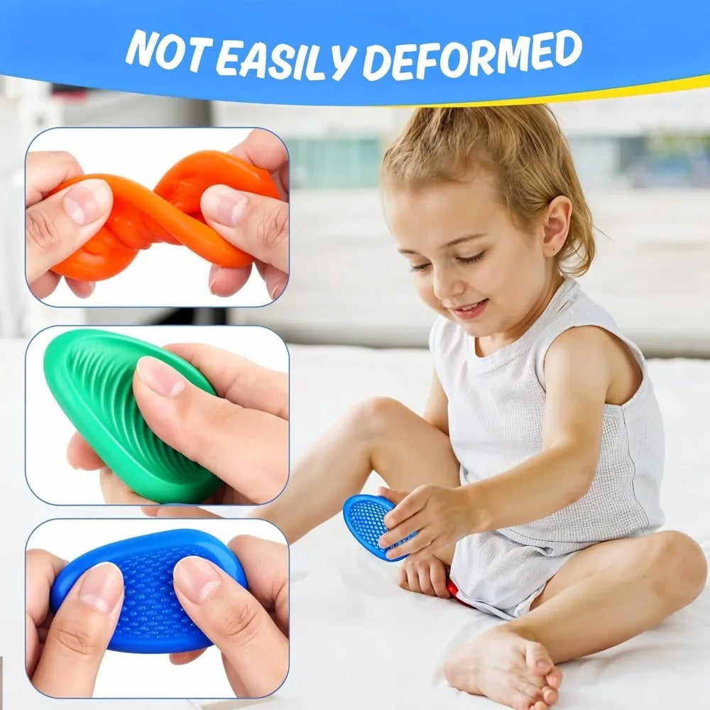 12/6/5PCS Fidegts Toys Silicone Sensory Rings Bracelet Stone Fun Fidgets for Kids Texture Stress Toys for Kids Autism Calming