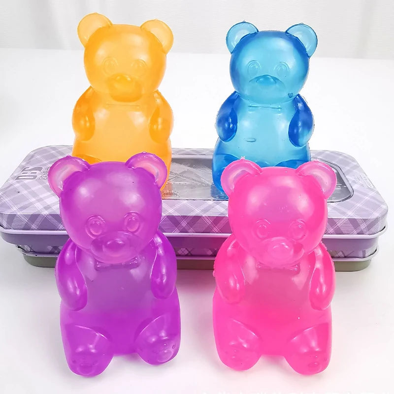 Cute Bear Maltose Squishy Toy Dough Colorful Sensory Toy Creative Desk Decoration Stress Relief Doll Squeeze Fidget Toy