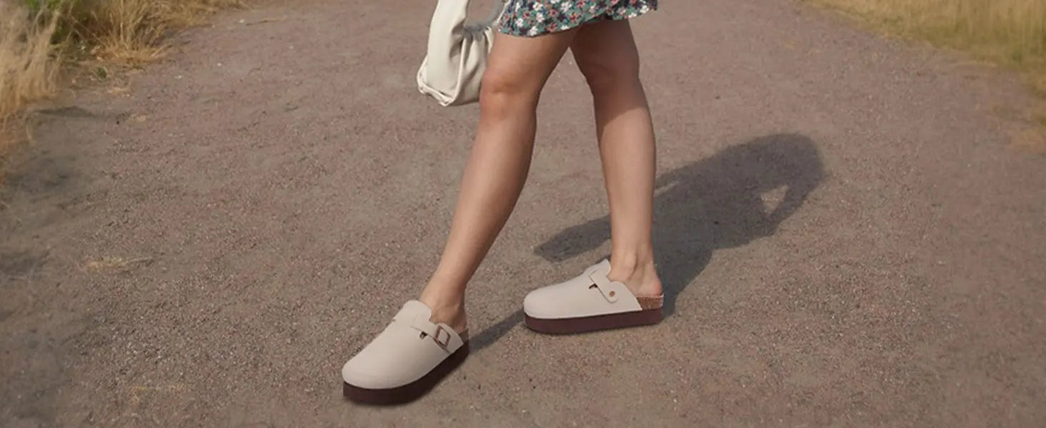 Goosecret Men Cow Suede Clogs Soft Cork Footbed Men Mules Slippers Fashion Men House Sandals With Arch Support Men Beach Sandals