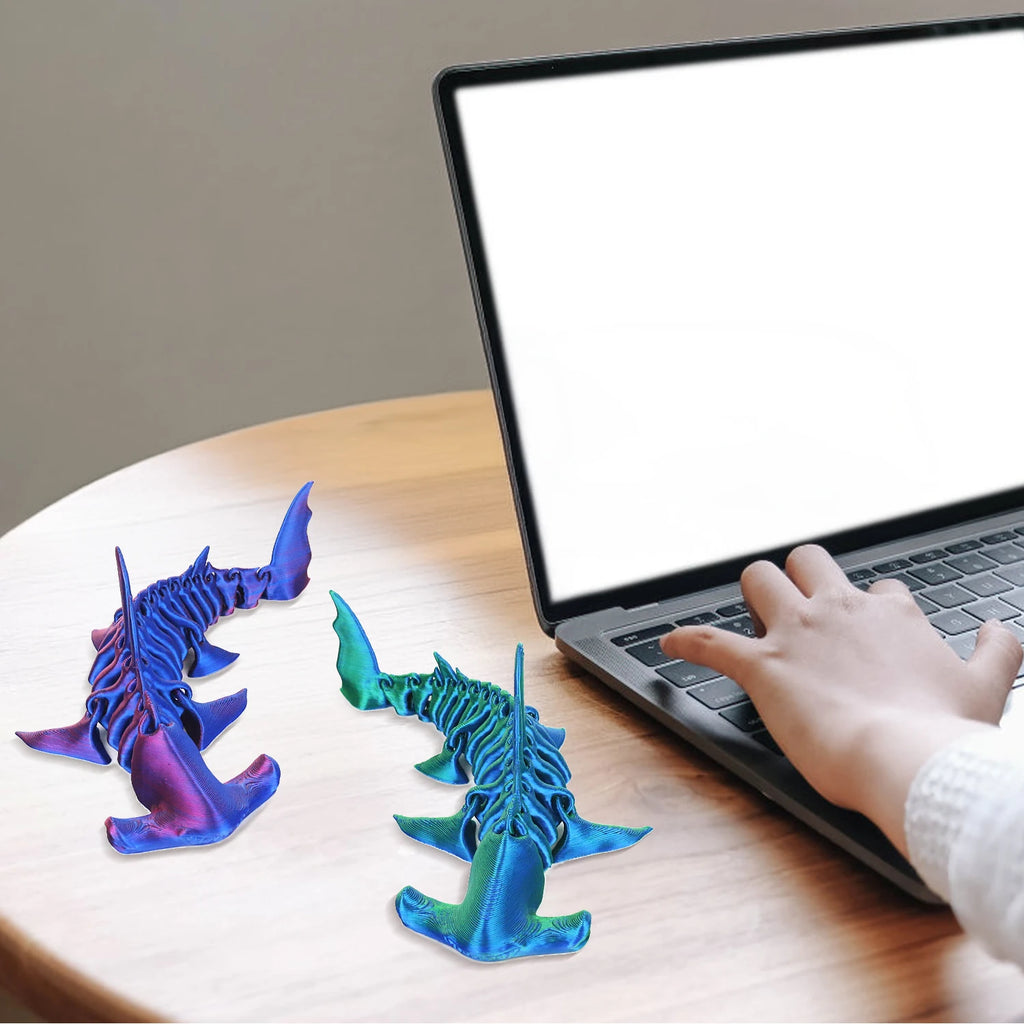 3D Printed Hammerhead Shark Toy | Fully Articulated Movable Joints | Desk Ornament | 3 Colors