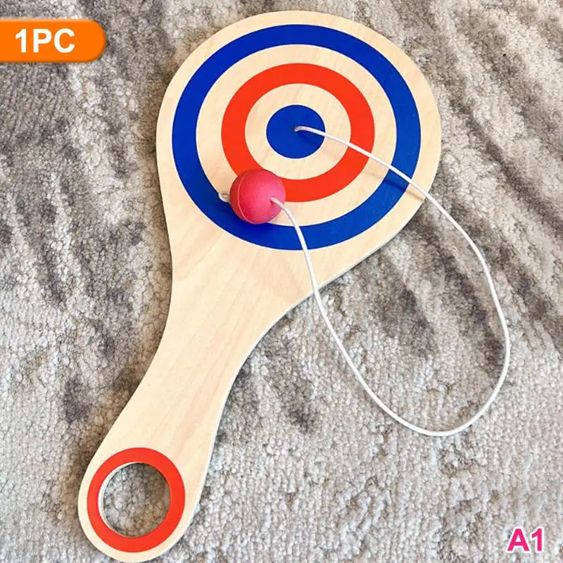 Wooden Paddle Ball With String And Ball Fun Set for HandEye Coordination Development Portable Elastic Design Family Party Play