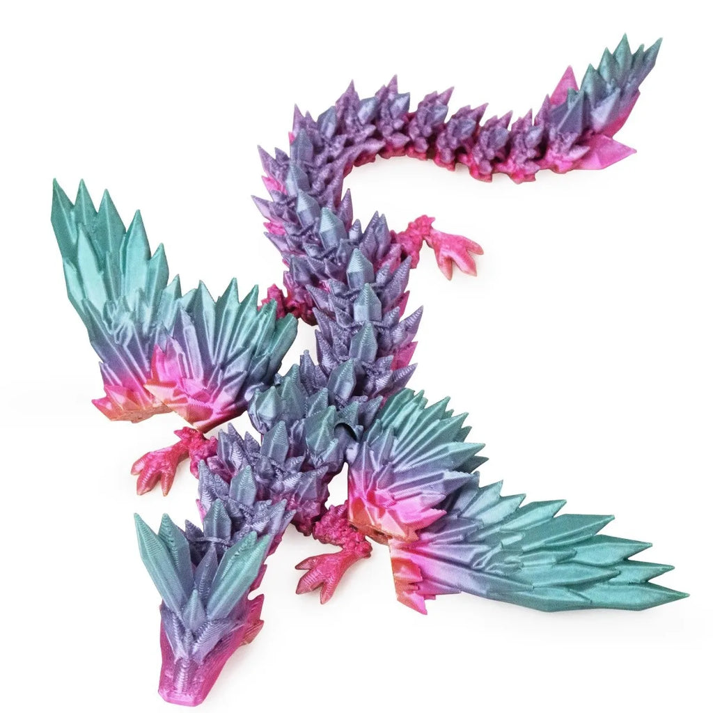 3D Printed Winged Dragon Figurine - Articulated Flying Dragon Ornament