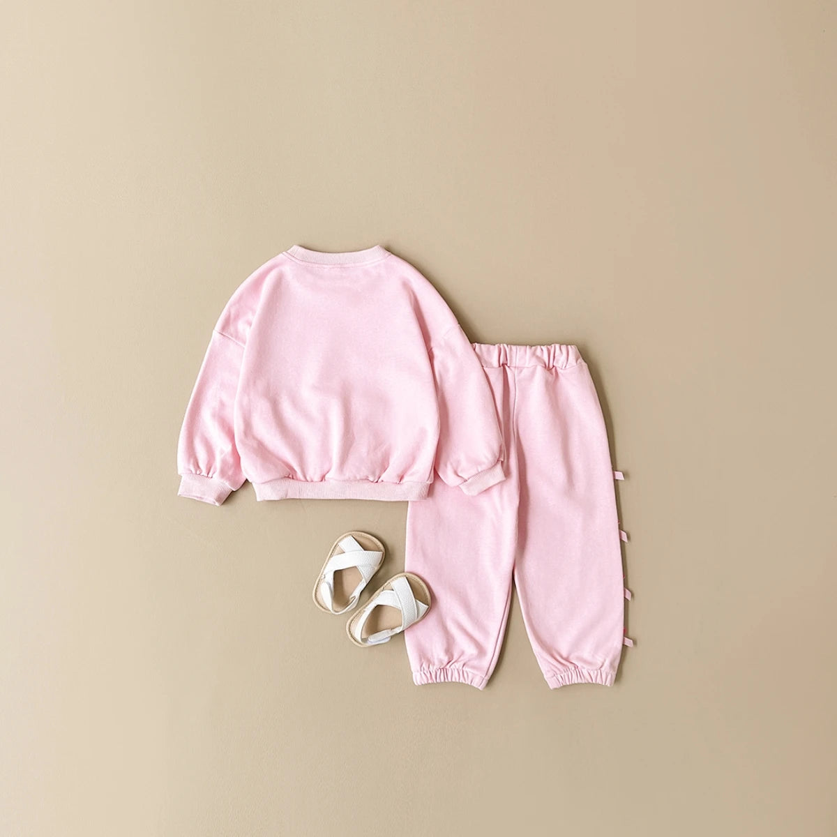 Baby Girl Love Print Sweatshirt & Bow Pants 2-Piece Set