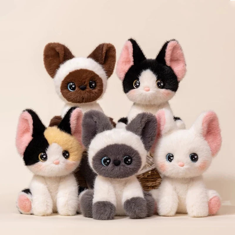 Cute Calico Cat Plush Toy Lifelike Devon Cat Soft Animal Doll Office Classroom Desk Decoration Kids Toys Gift Cat Lovers