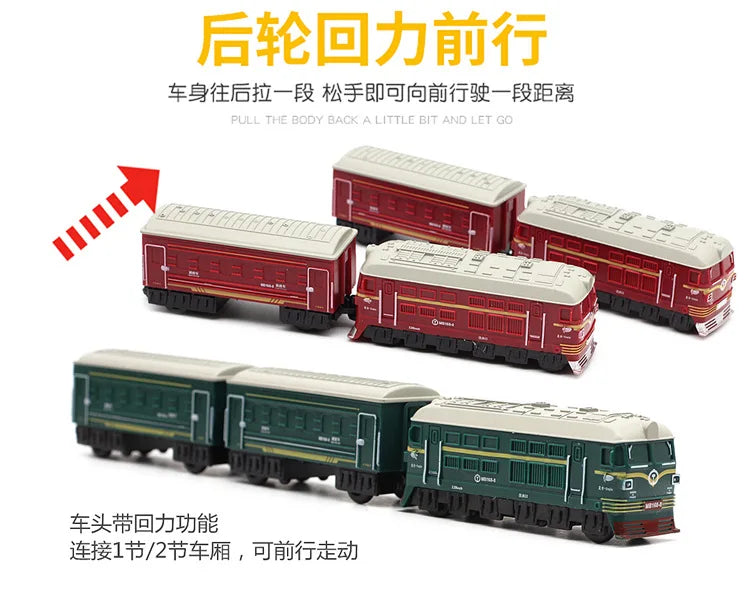 1:60 Retro train model Alloy Car Diecasts Metal Toy Model with Pull Back Function Vehicles for Child Gifts