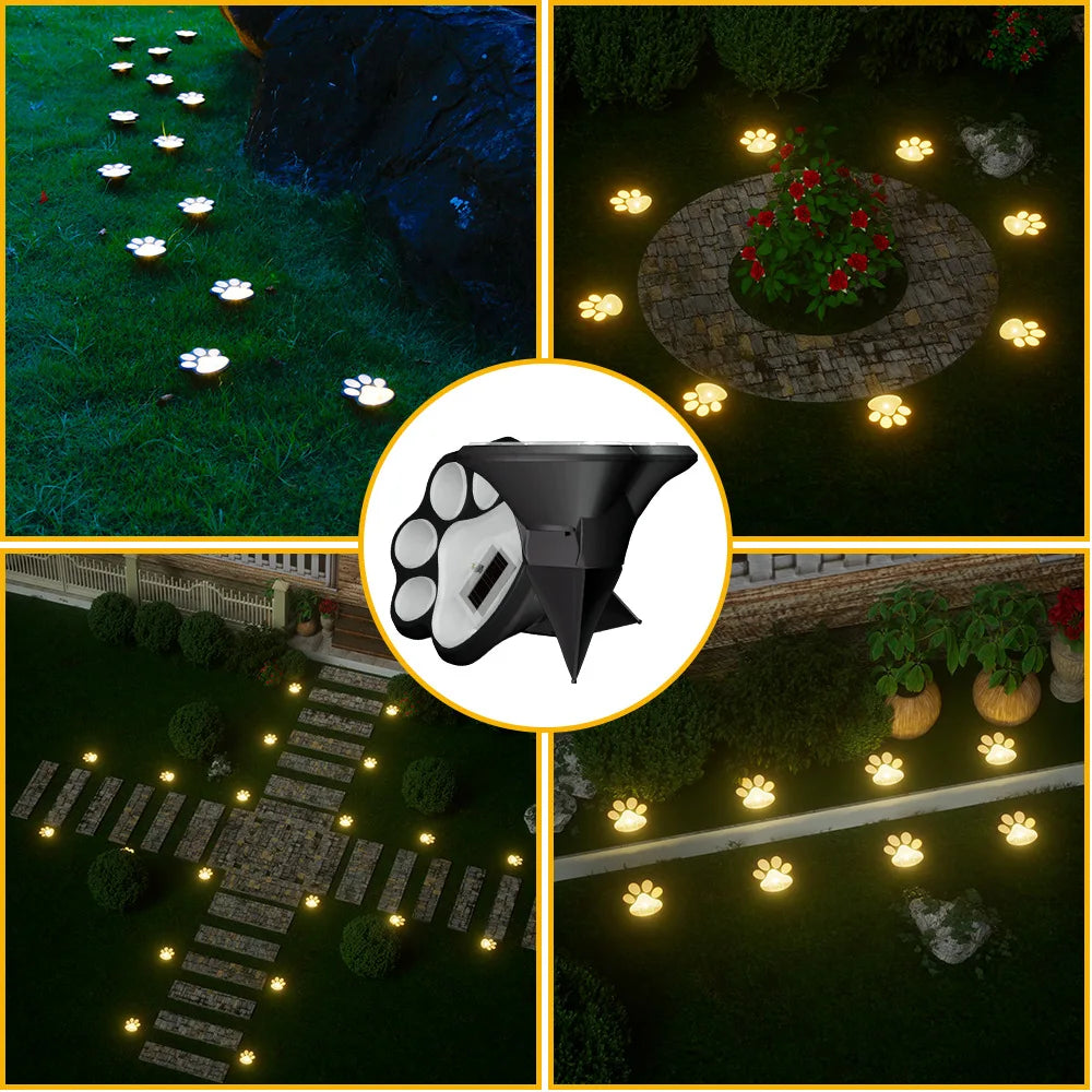 Solar lawn light LED simulation footprint dog paw floor plug light outdoor rainproof courtyard garden decorative buried light