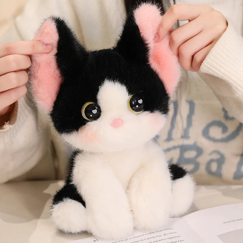 Cute Calico Cat Plush Toy Lifelike Devon Cat Soft Animal Doll Office Classroom Desk Decoration Kids Toys Gift Cat Lovers
