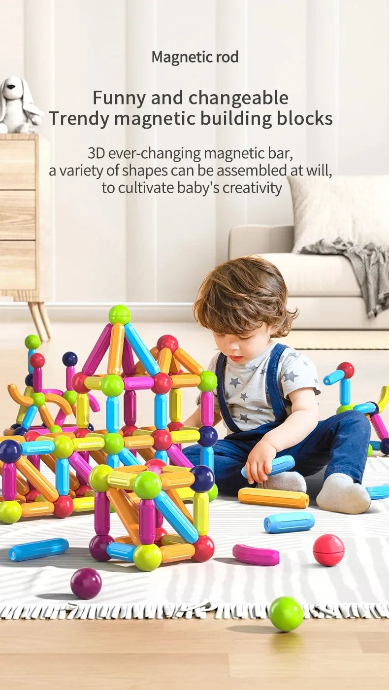 Magnetic Ball & Stick Construction Set | Montessori Educational Toy | 10–188 Pieces | Ages 3+