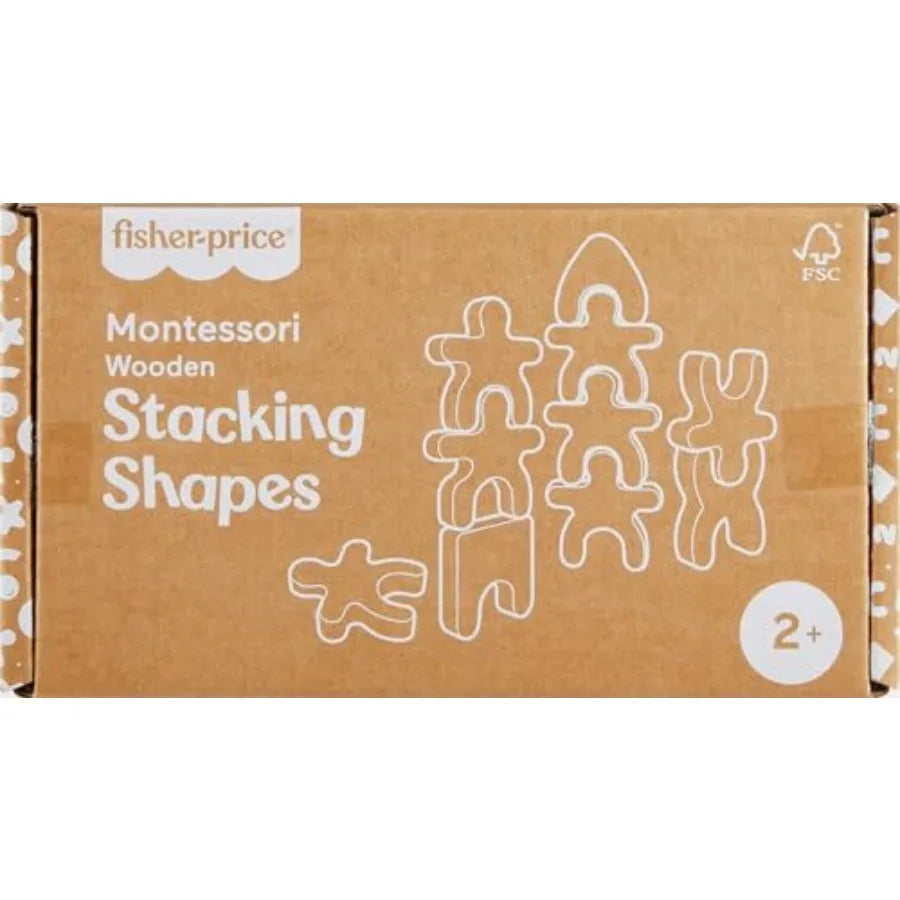Montessori Wooden Stacking Shapes Toy - 16 Piece Set