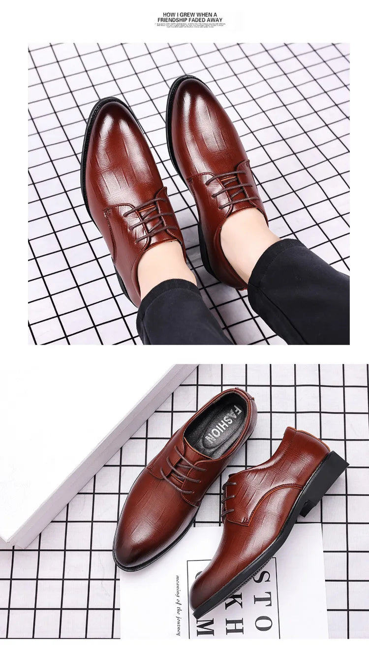Men's Pointed Toe Oxford Leather Dress Shoes