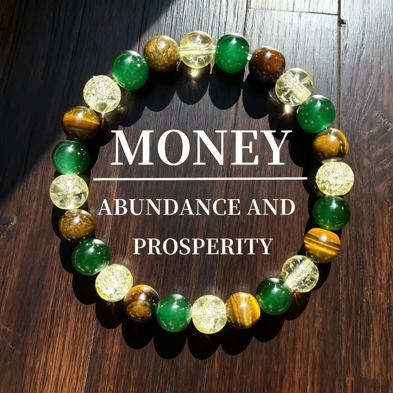 Natural Stone Beaded Bracelet – Amethyst, Crystal, Agate & Tiger Eye Reiki Healing Jewelry