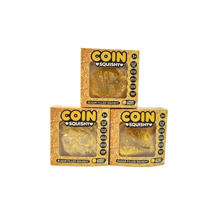 Gold Glitter Coin Squishy Toy