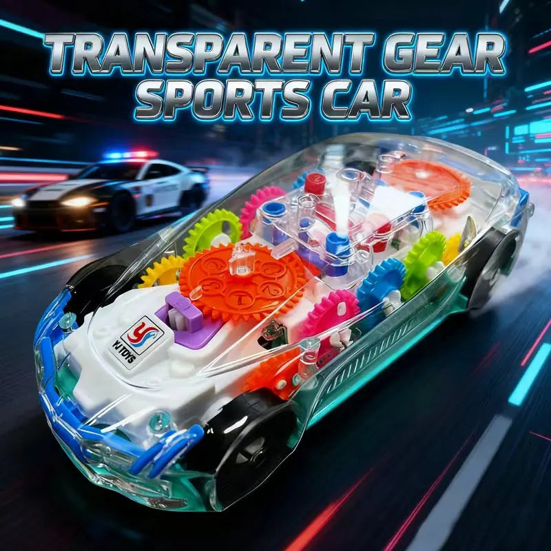Simulated Electric Toy Car with Transparent Gear Rotation And Sound Light Effect Universal Baby Favorite Holiday Gift