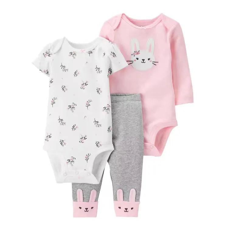 2025 Baby Girls Clothes Autumn Spring Newborn Infant Outfit Cotton Bodysuit Top And Bottom Pants Kids Toddler Clothing Set 6-24M