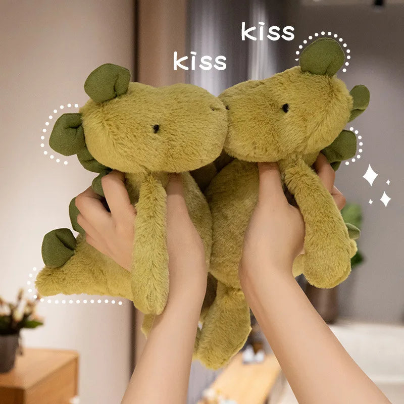 JC Shy Green Dinosaur Plush Doll | Soft Stuffed Cartoon Toy — Bag Charm & Festive Gift