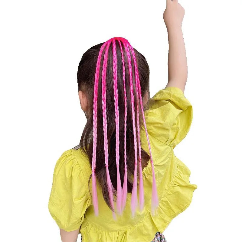 Korean Fashion Kids Wig Braids Girls Dirty Braid Hair Rope Children Gradient Barrettes Headwear Baby Kids Hair Accessories