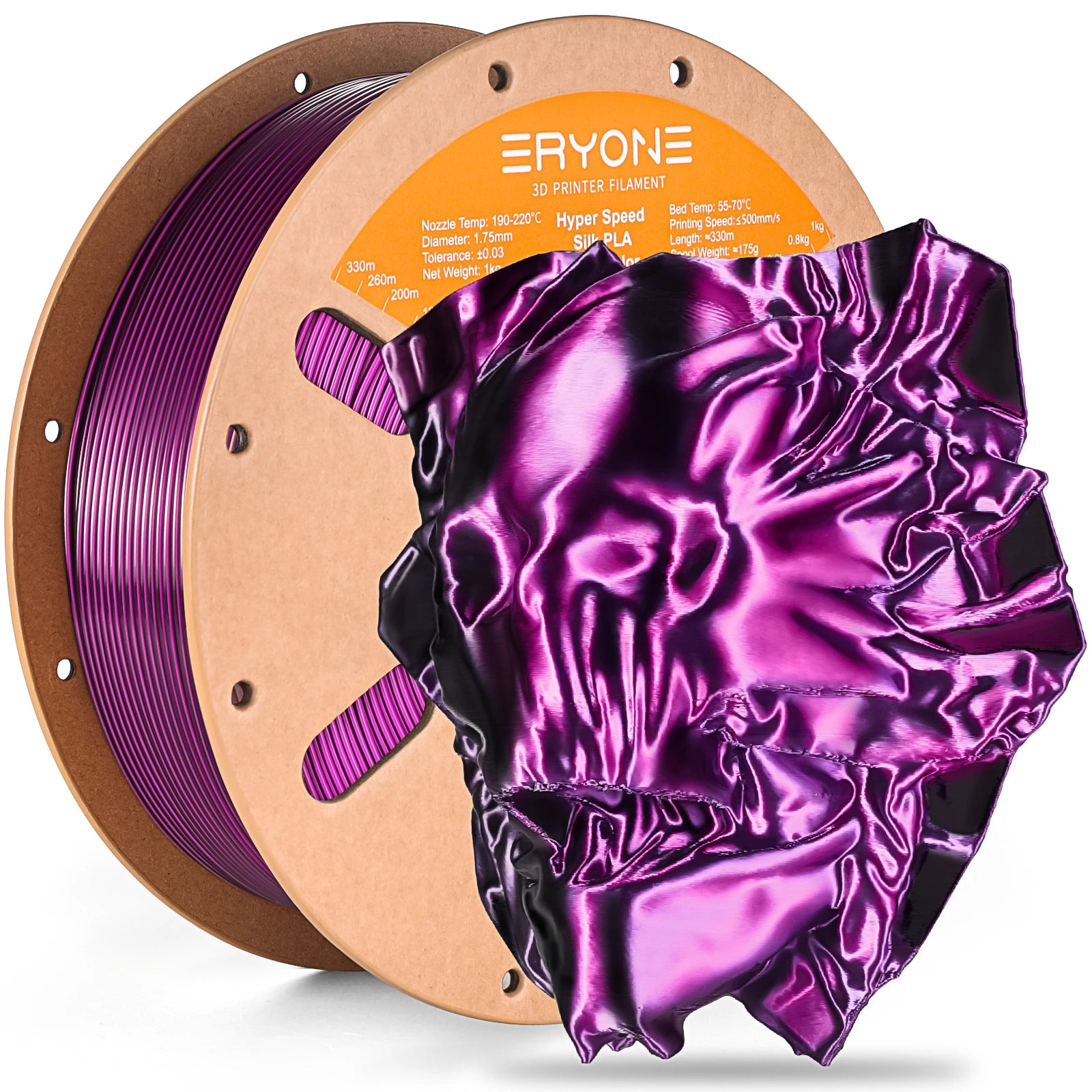ERYONE 1KG Silk Dual Color PLA Series 3D Printer Filament 1.75mm, Dual-Color Coextrusion Silky Shiny Finish, 1kg Spool