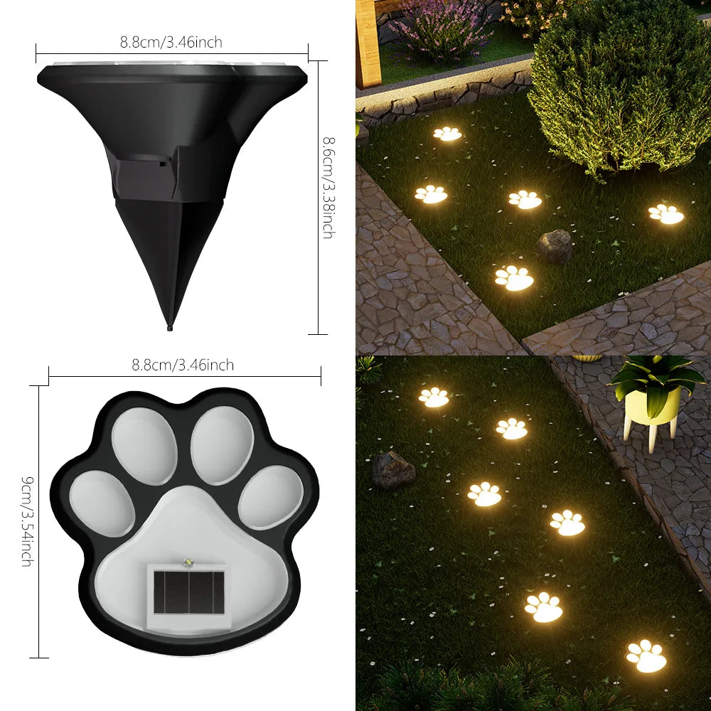 Solar lawn light LED simulation footprint dog paw floor plug light outdoor rainproof courtyard garden decorative buried light