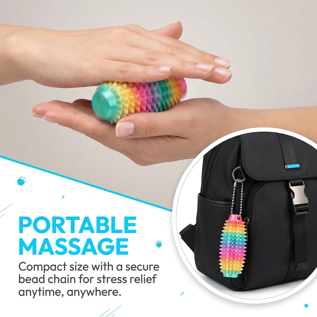 Mini Spiky Fidget Massage Keychain – 3D Silicone Pain Stim Sensory Toy for Anxiety Relief, Singles & 4-Pack