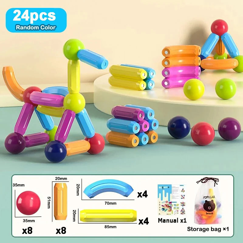 Magnetic Ball & Stick Construction Set | Montessori Educational Toy | 10–188 Pieces | Ages 3+